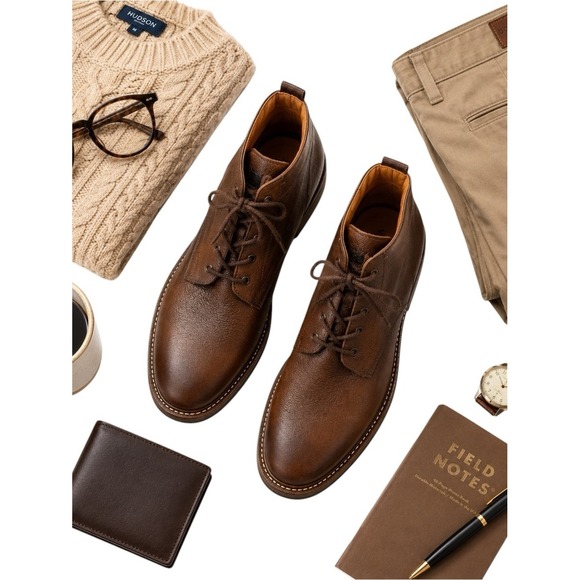 Saks Fifth Avenue Other - Saks Fifth Avenue Brown Pebbled Leather Chukka Boots Men's Size 12M Made Brazil
